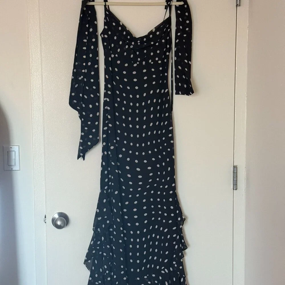 LPA Giulia Maxi Dress Black and White Polka Dot Dress | Size S - Picture 4 of 5